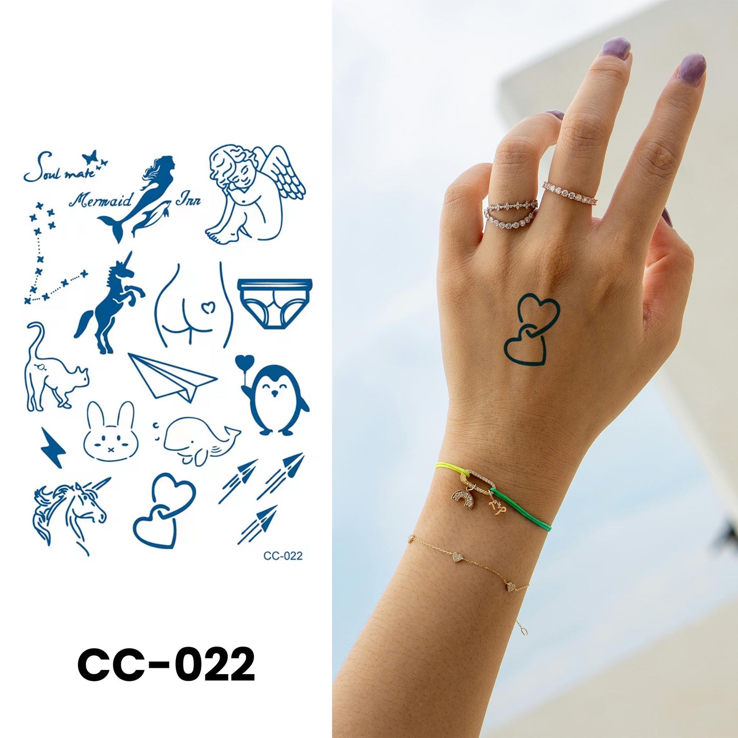 CC-022 semi-permanent herbal tattoo sticker design
