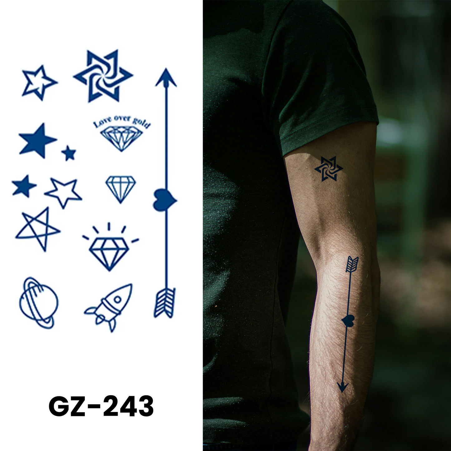 GZ-243 - Semi Permanent Herbal Tattoos Sticker