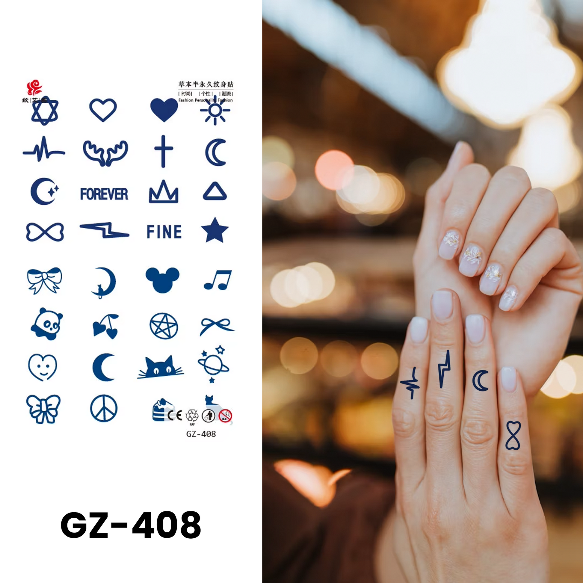 GZ-408 semi-permanent herbal tattoo sticker design
