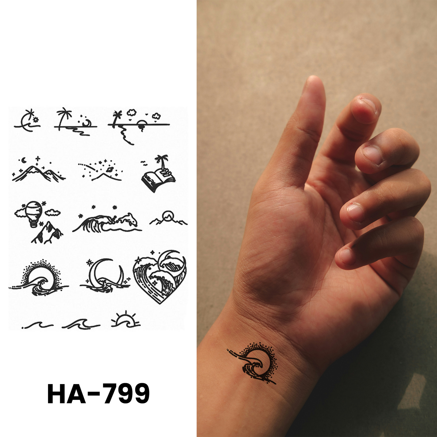 HA-799 semi-permanent herbal tattoo sticker design